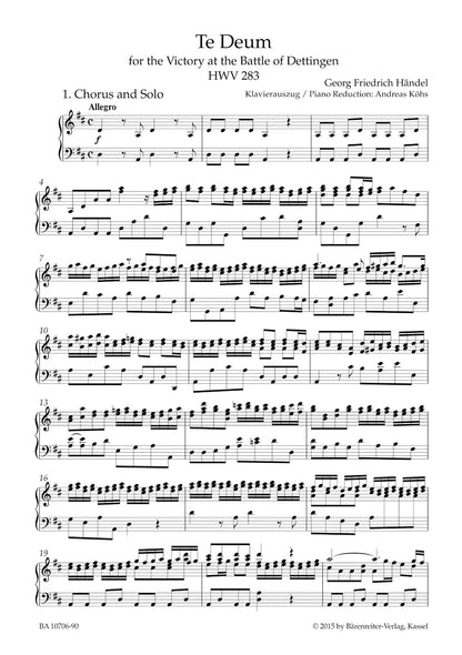 合唱／ヘンデル：デッティンゲンの戦いの勝利のためのテ・デウム HWV 283