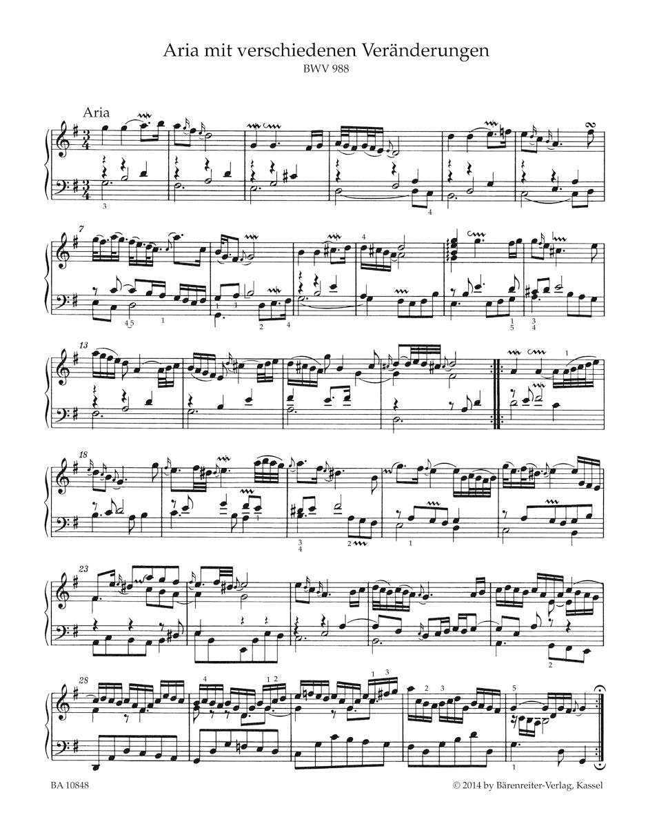 ピアノ／バッハ：ゴルトベルク変奏曲 BWV 988
