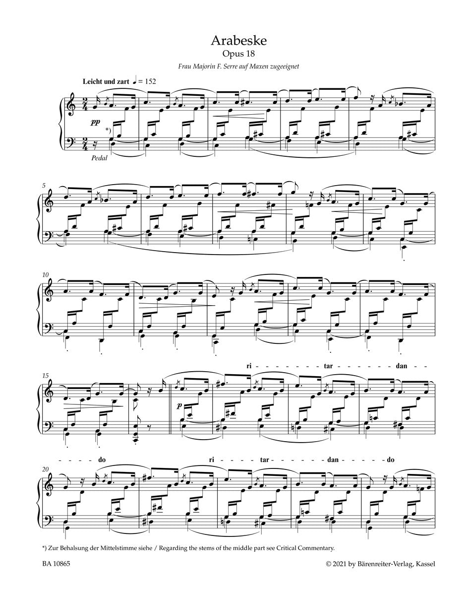 ピアノ／シューマン：アラベスク 作品18／花の曲 作品19
