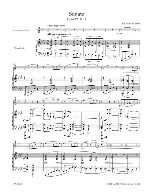 クラリネット／ブラームス：クラリネットとピアノのためのソナタ ヘ短調、変ホ長調 作品120