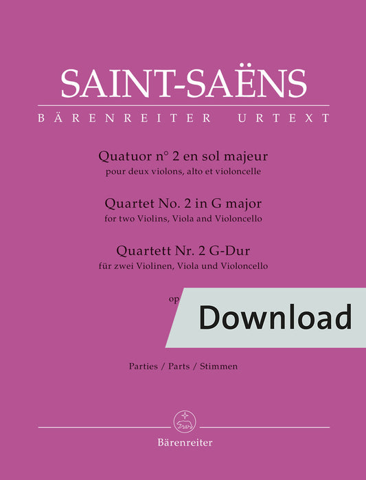 サン＝サーンス：弦楽四重奏曲第2番 ト長調 op. 153（ヴァイオリンパート譜）【デジタル版】