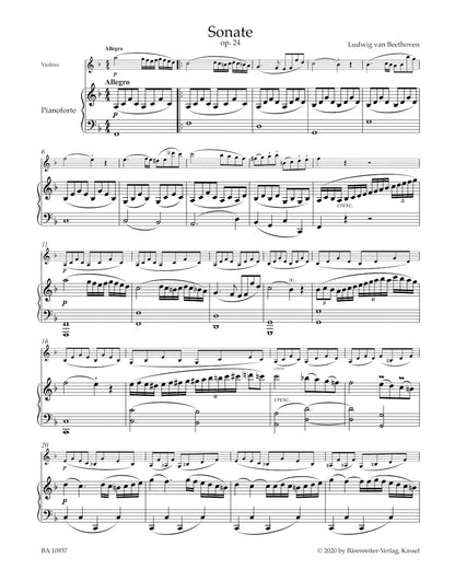 ヴァイオリン／ベートーヴェン：ヴァイオリン・ソナタ 第5番 ヘ長調 op. 24 「春」