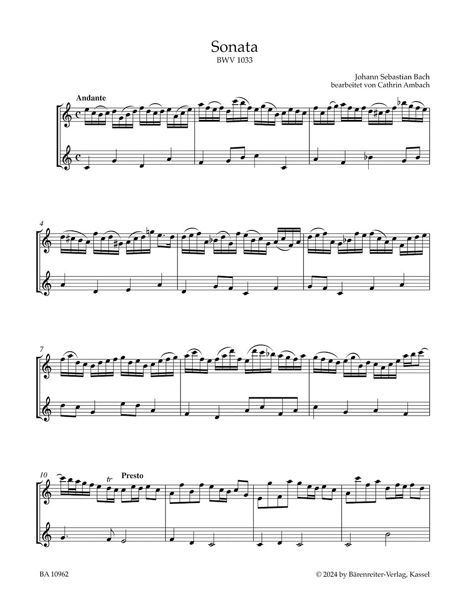 フルート／バッハ：フルートと通奏低音／オブリガート・チェンバロのための3つのソナタ BWV 1033, 1031, 1020
