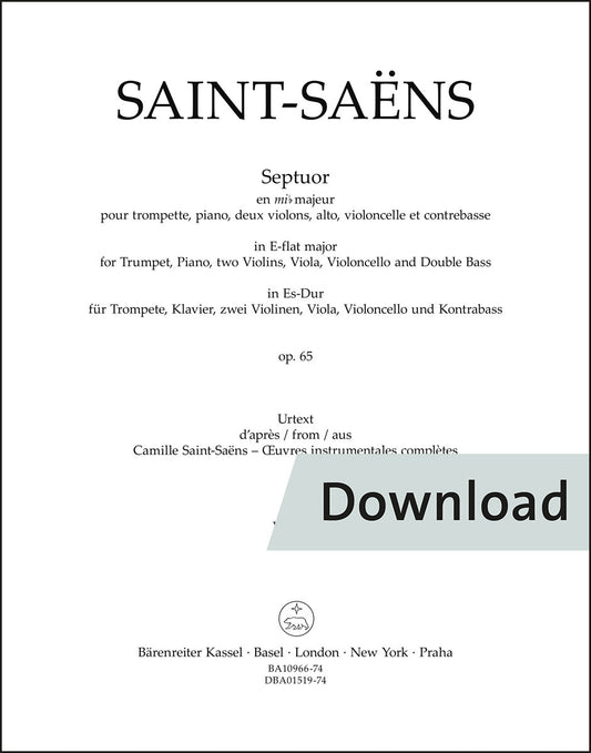 サン=サーンス：七重奏曲 変ホ長調 op. 65（トランペット、ピアノ、2つのヴァイオリン、ヴィオラ、チェロとコントラバスのための）（第1ヴァイオリンパート譜）【デジタル版】