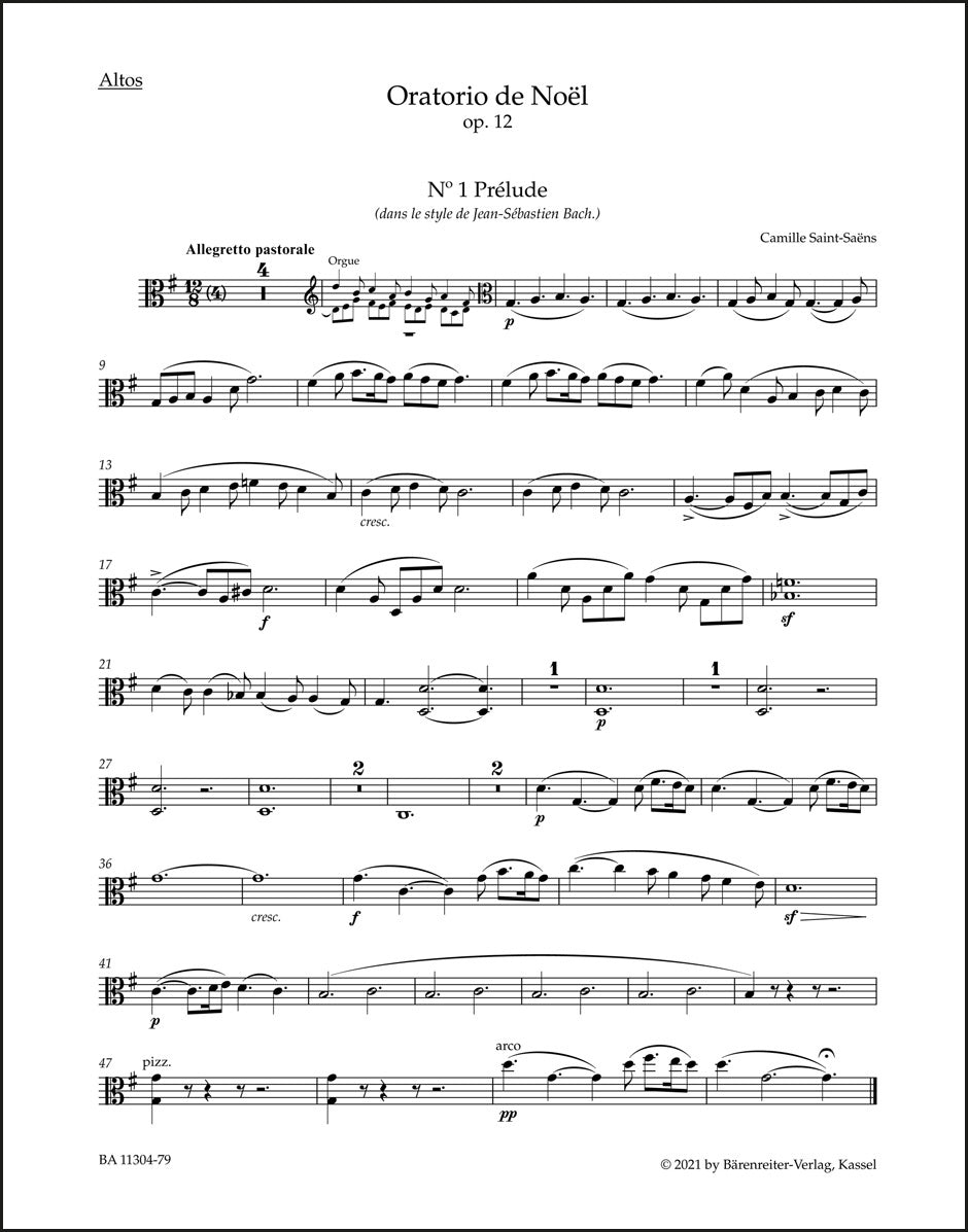 サン=サーンス：クリスマス・オラトリオ op. 12（ヴィオラパート譜）