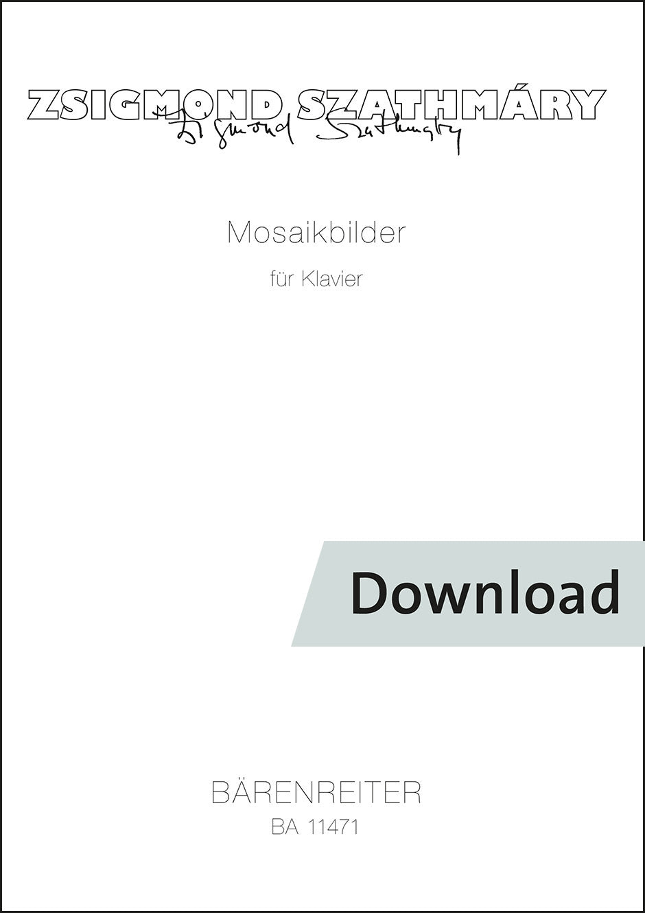 ピアノ／サトマーリ：ピアノのためのモザイク画【デジタル版】