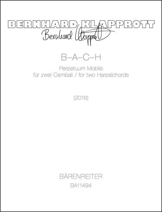 ピアノ／クラップロット：B-A-C-H（2台チェンバロのための）