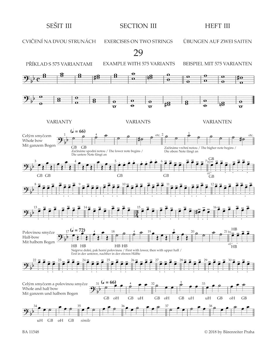 チェロ／セヴシック（シェフチーク）：ボーイング技巧教本 op. 2 第3巻 - 第4巻