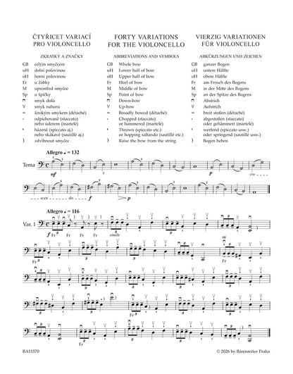 チェロ／セヴシック（シェフチーク）：40の変奏曲 Op.3（チェロ版）