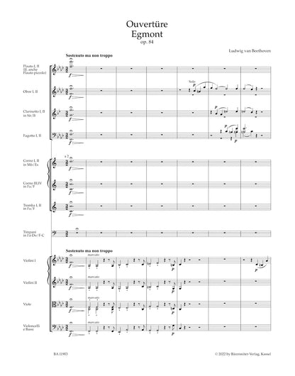 スコア／ベートーヴェン：序曲「エグモント」作品84