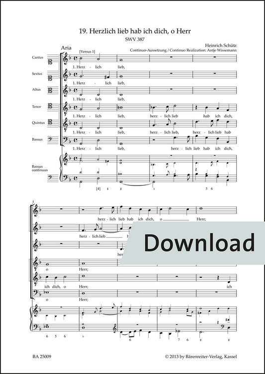 シュッツ：わが心より汝を愛す、おお主よ SWV387【デジタル版】