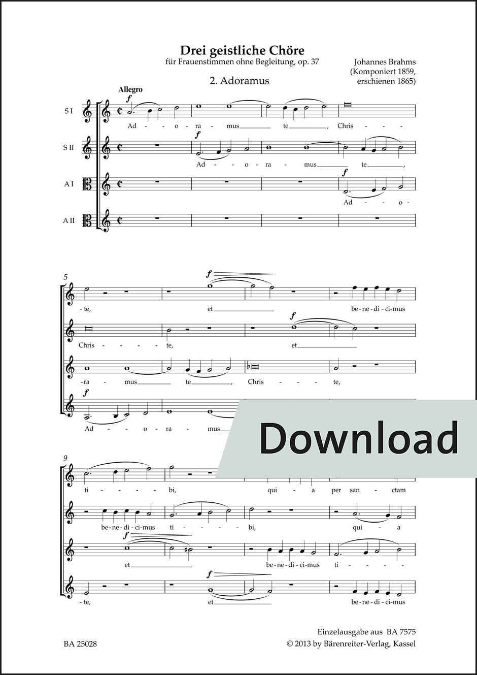 ブラームス：われら礼拝す op.37-2【デジタル版】