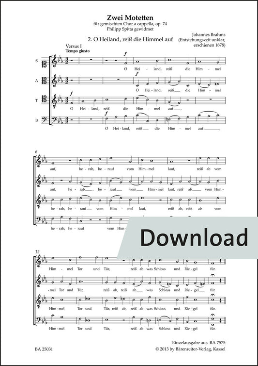 ブラームス：おお救い主よ、天を切り開きたまえ op.74-2【デジタル版】