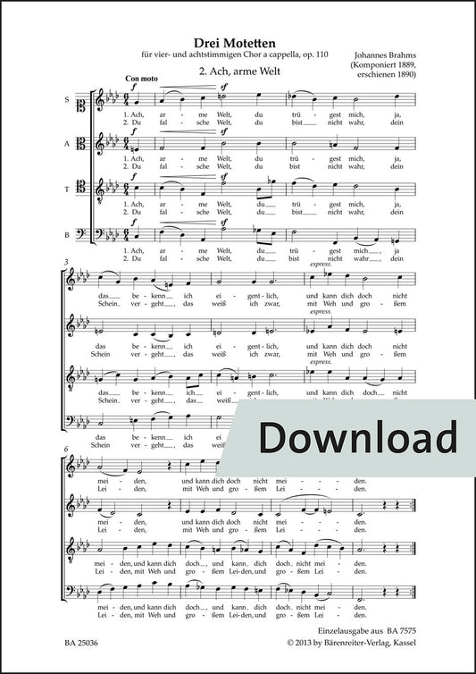 ブラームス：ああ、哀れなる世よ op.110-2【デジタル版】
