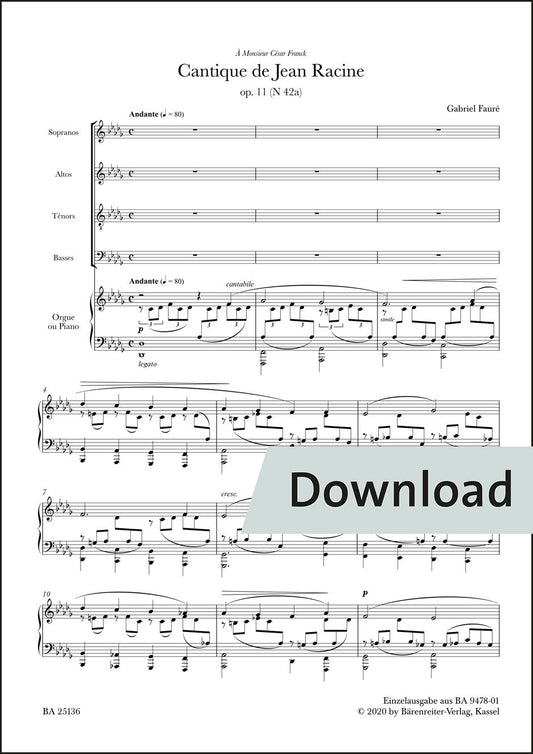 合唱／フォーレ：ジャン・ラシーヌの賛歌 op. 11（10冊セット）【デジタル版】