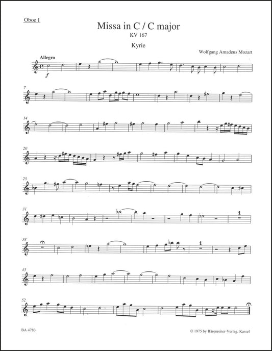 モーツァルト：ハ長調ミサ曲 K. 167「三位一体のミサ」