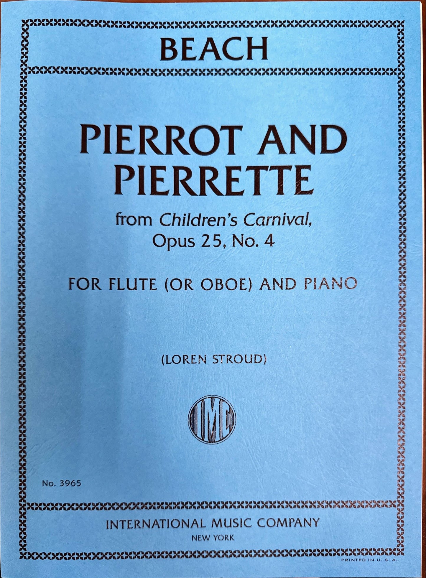オーボエ／ビーチ：ピエロとピエレット（《子どもの謝肉祭》より）op.25-4（フルート／オーボエとピアノ）