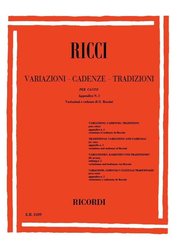 L. Ricci：Variazioni - Cadenze Tradizioni Per Canto - App. 2