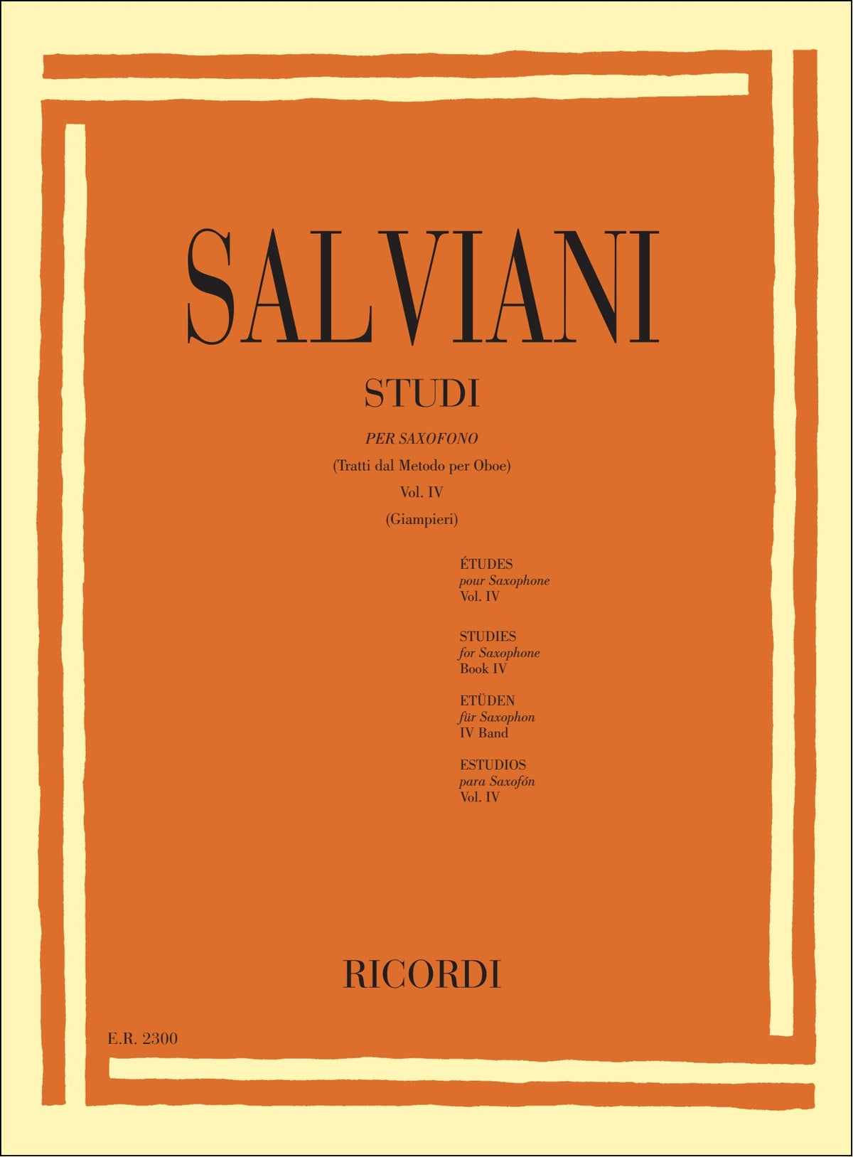 C. Salviani：Studi Per Saxofono 4 (Tratti Dal Metodo Per Oboe)