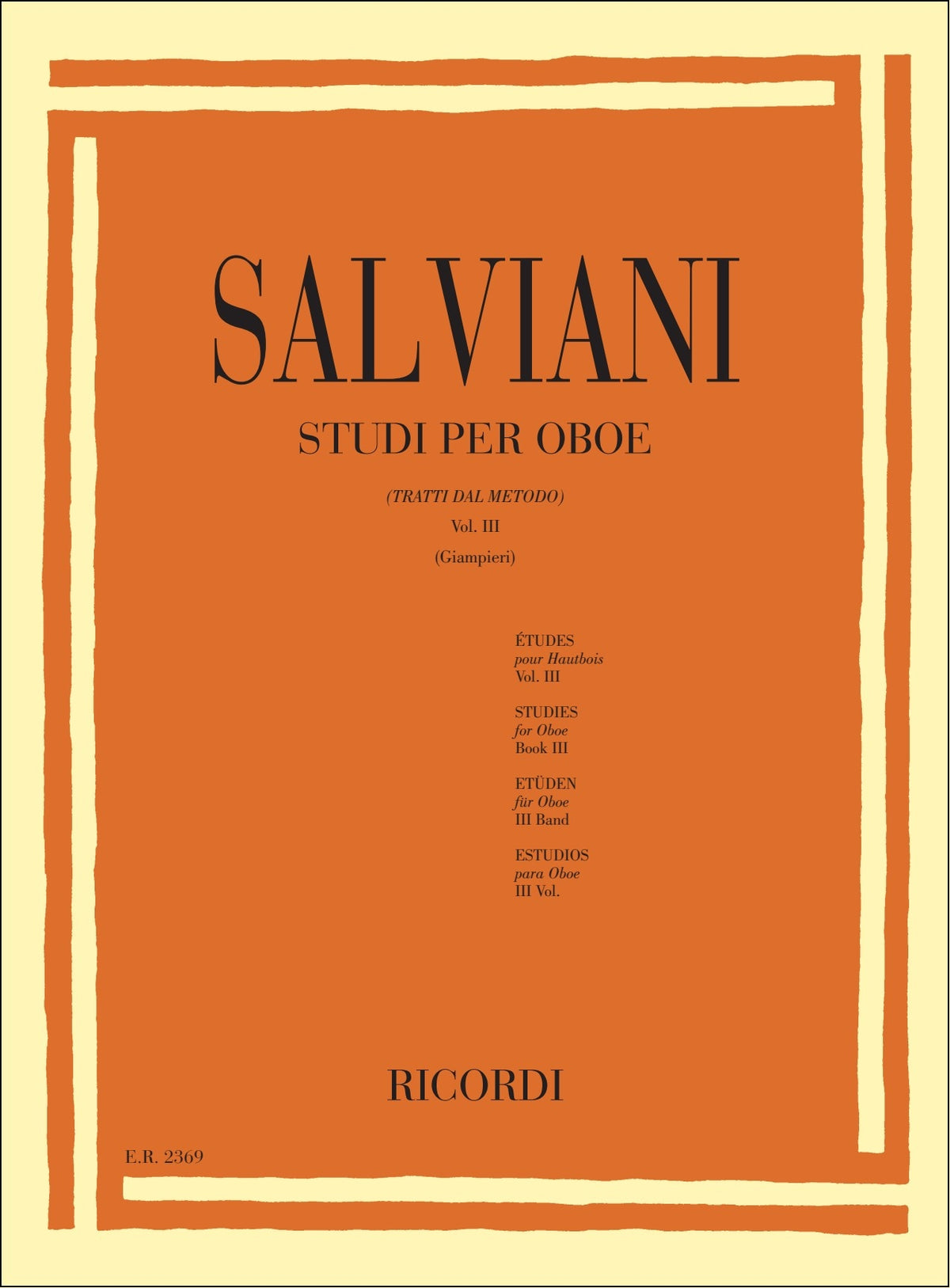 C. Salviani：Studi Per Oboe (Tratti Dal Metodo) Vol. III