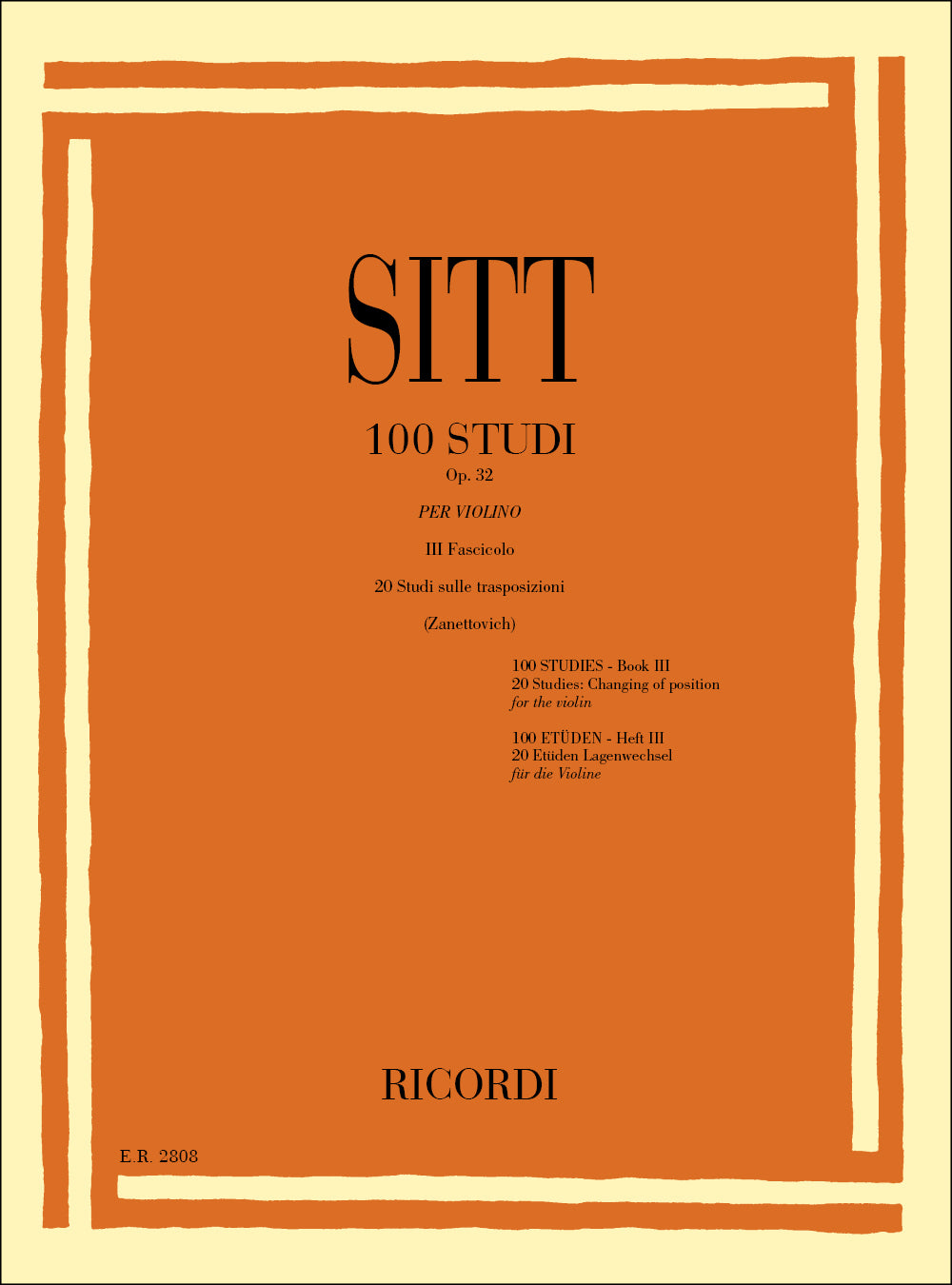 Hans Sitt：100 Studi Op. 32 per Violino - Volume 3