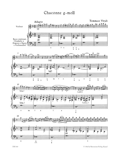 ヴァイオリン／ヴィターリ：ヴァイオリンと通奏低音のためのシャコンヌ ト短調