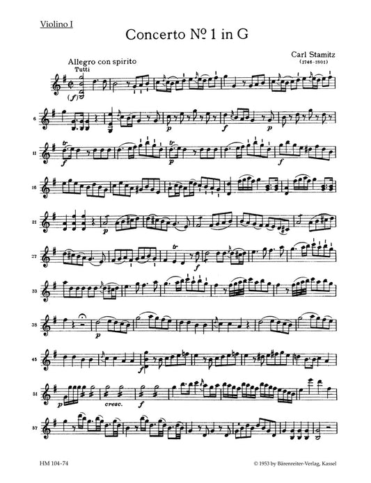 シュターミッツ：チェロと管弦楽のための協奏曲 第1番 ト長調（ヴァイオリンパート譜）