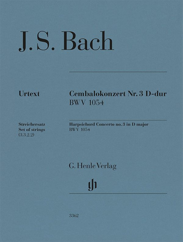 バッハ：チェンバロ協奏曲 第3番 ニ長調 BWV 1054（弦楽パート譜セット）