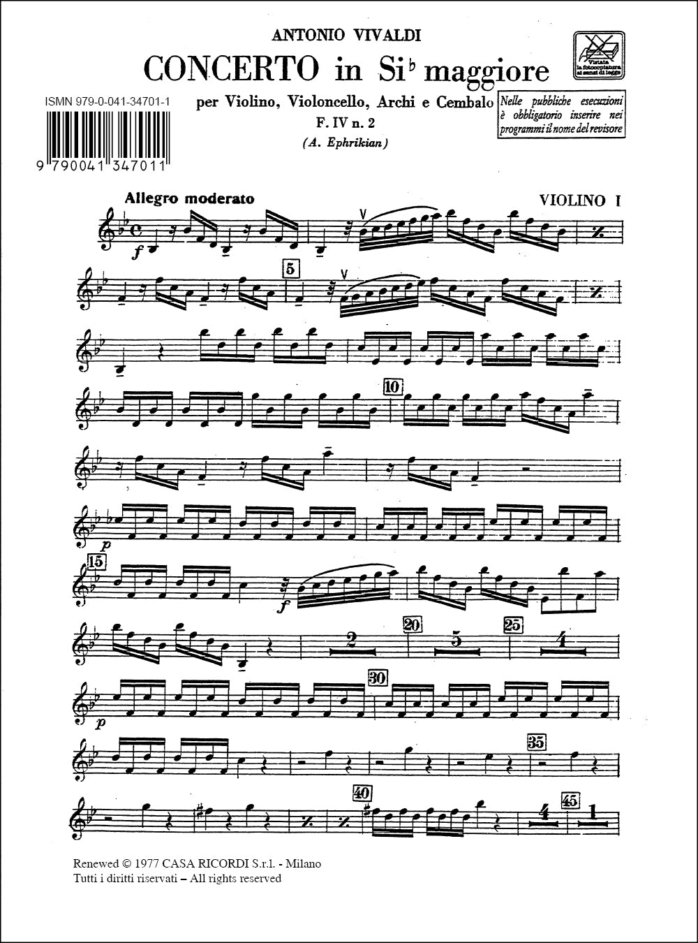 Antonio Vivaldi：Concerto per Violino e Cello, Archi E BC Rv 547