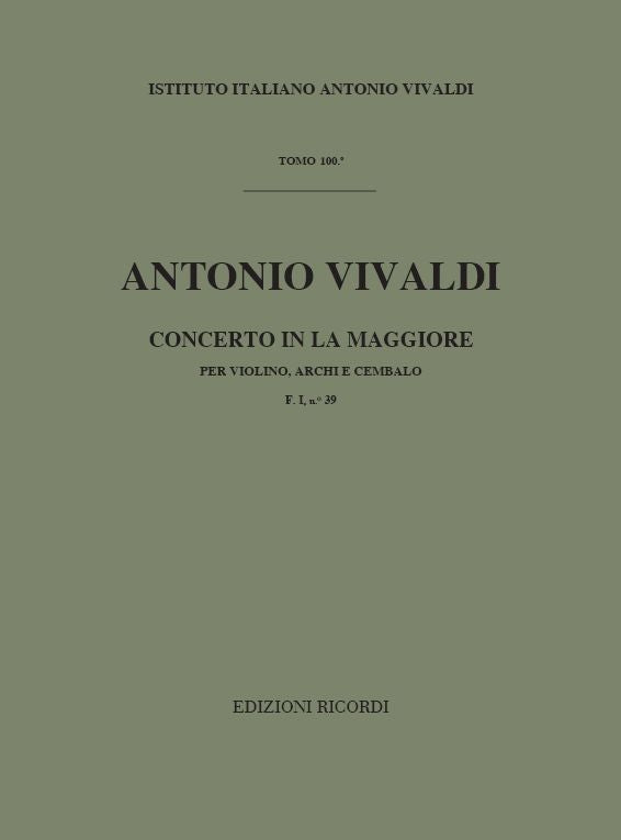 Antonio Vivaldi：Concerto Per Violino, Archi E BC: In La Rv 343