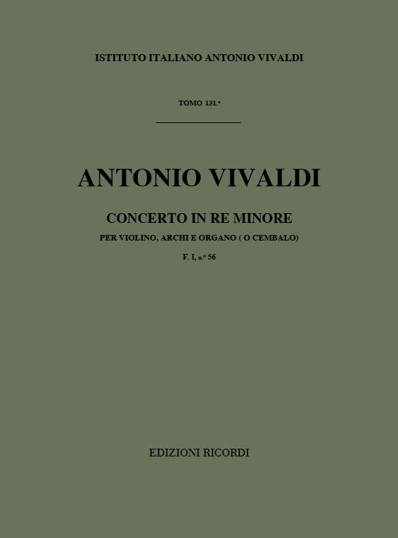 Antonio Vivaldi：Concerto Per Violino, Archi E BC: In Re Min Rv 238
