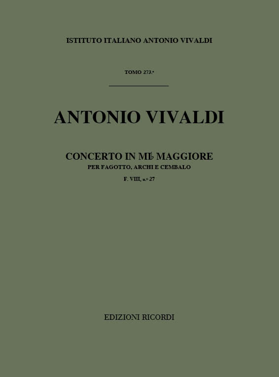 Antonio Vivaldi：Concerto per Fagotto, Archi e BC in Mi Min Rv 483