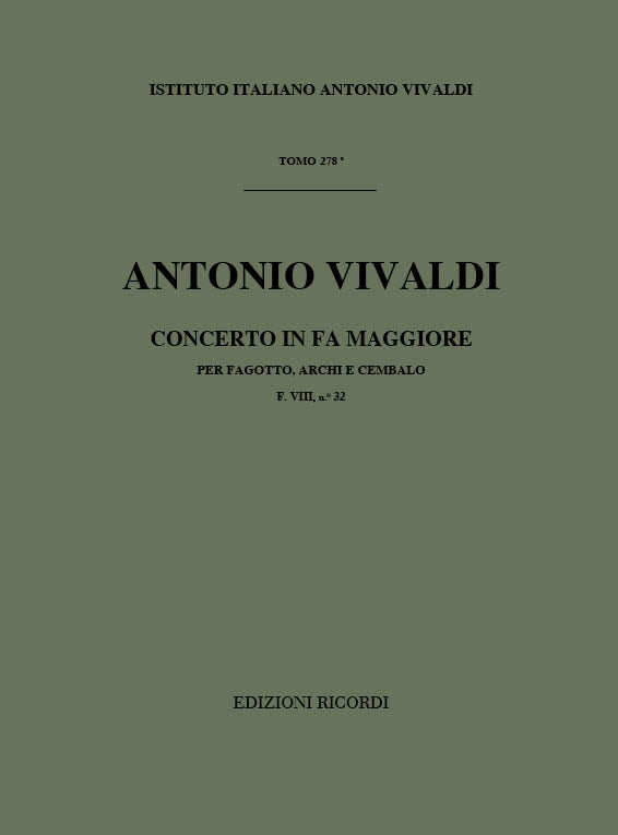 Antonio Vivaldi：Concerto per Fagotto, Archi e BC in Fa Rv 490