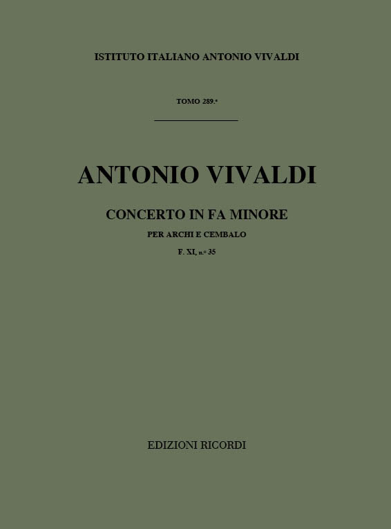 Antonio Vivaldi：Concerto Per Archi E B.C.: In Fa Min. Rv 143