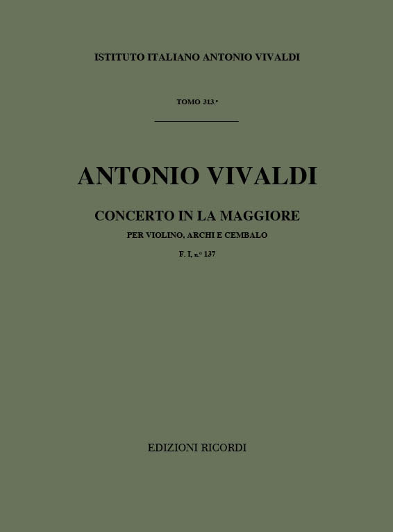 Antonio Vivaldi：Concerto Per Violino, Archi E B.C.: In La Rv 353