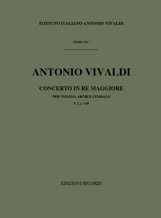 Antonio Vivaldi：Concerto Per Violino, Archi E B.C.: In Re Rv 205