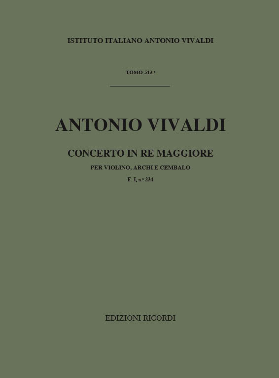 Antonio Vivaldi：Concerto per Violino, Archi e BC: In Re Rv 227