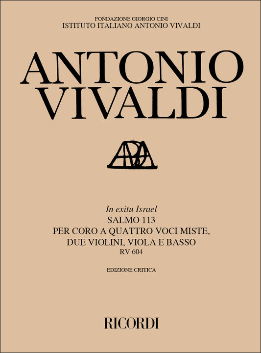 Antonio Vivaldi：In Exitu Israel. Salmo 113 Rv 604：Critical Editon, Softcover