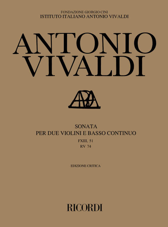 Antonio Vivaldi：Sonata per 2 violini e BC in Sol Min. Rv 74