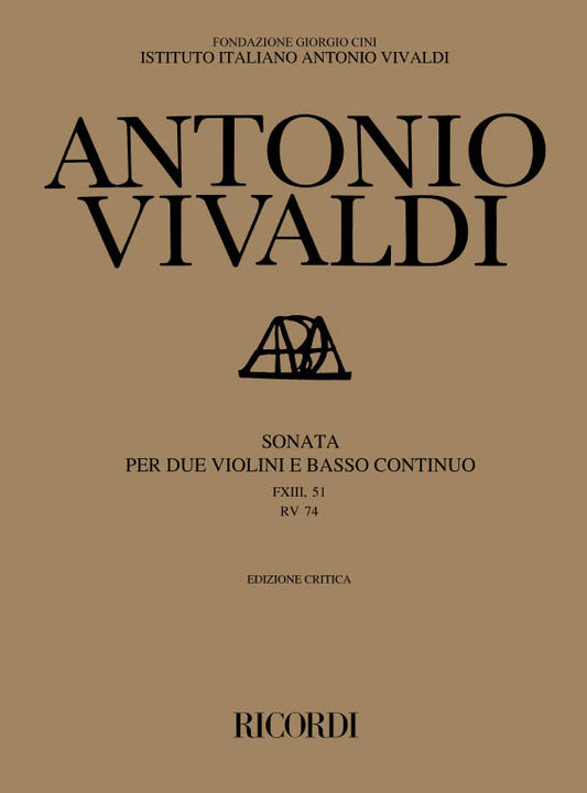 Antonio Vivaldi：Sonata per 2 violini e BC in Sol Min. Rv 74