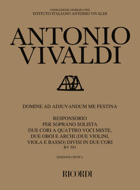 Antonio Vivaldi：Domine Ad Adjuvandum Me Festina Rv 593：2オーボエと2コーラス弦楽 RV593 批判校訂版 ソフトカバー