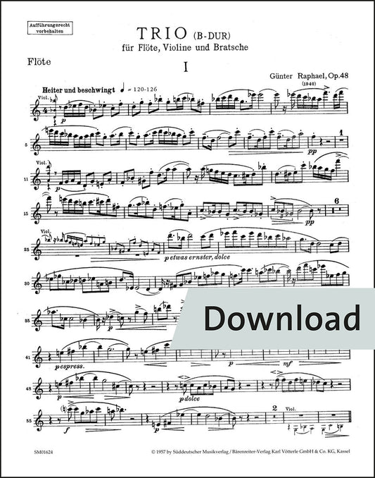 ラファエル：フルート、ヴァイオリンとヴィオラのための三重奏曲 変ロ長調 op.48(1940)【デジタル版】