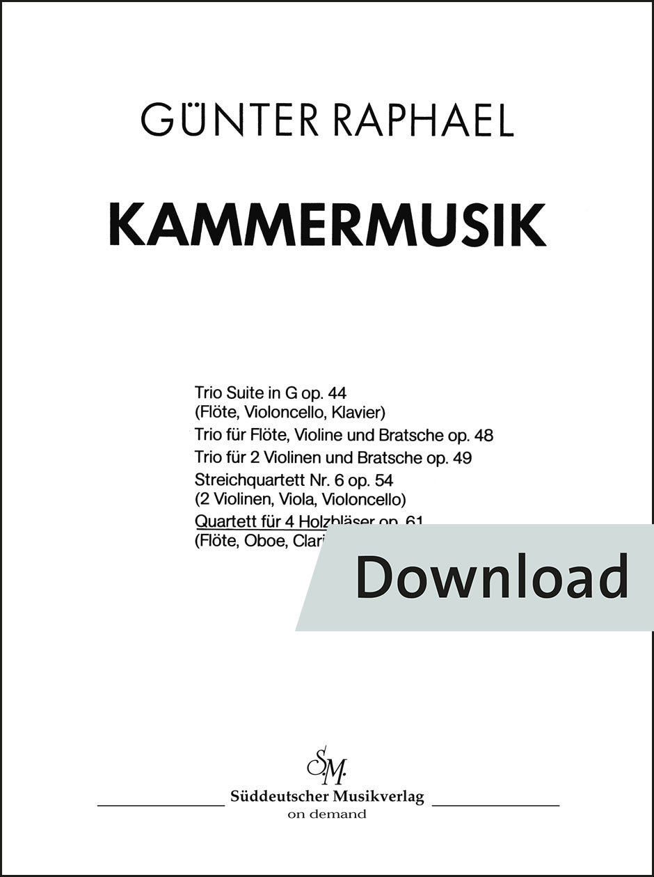 ラファエル：フルート、オーボエ、クラリネットとファゴットのための四重奏曲 op.61(1945)【デジタル版】