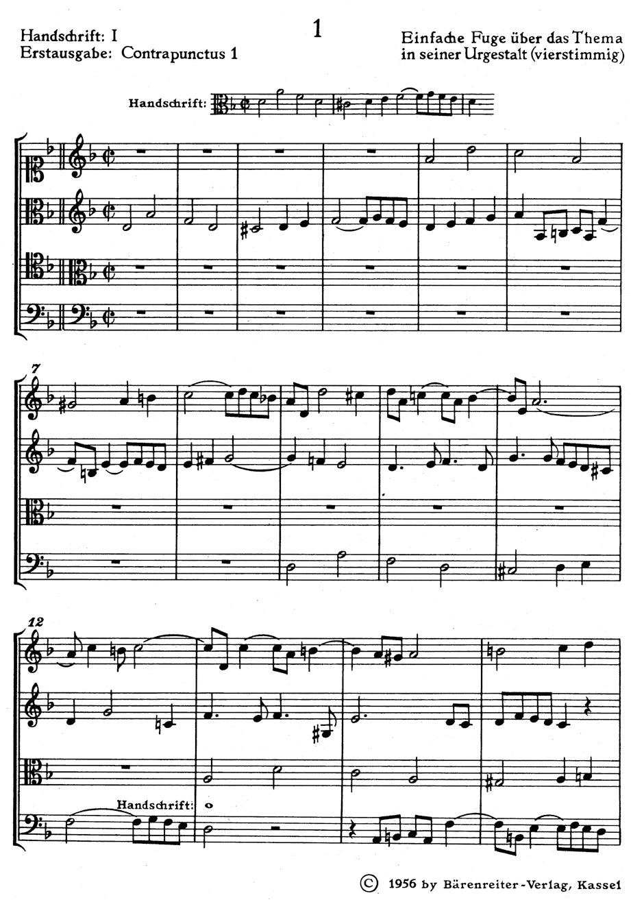 スコア／バッハ：フーガの技法 BWV 1080