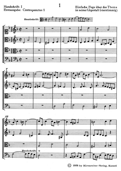 スコア／バッハ：フーガの技法 BWV 1080