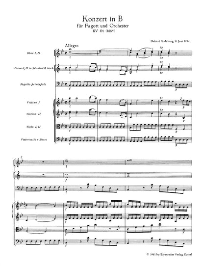 スコア／モーツァルト：オーボエ協奏曲 ハ長調 KV 314