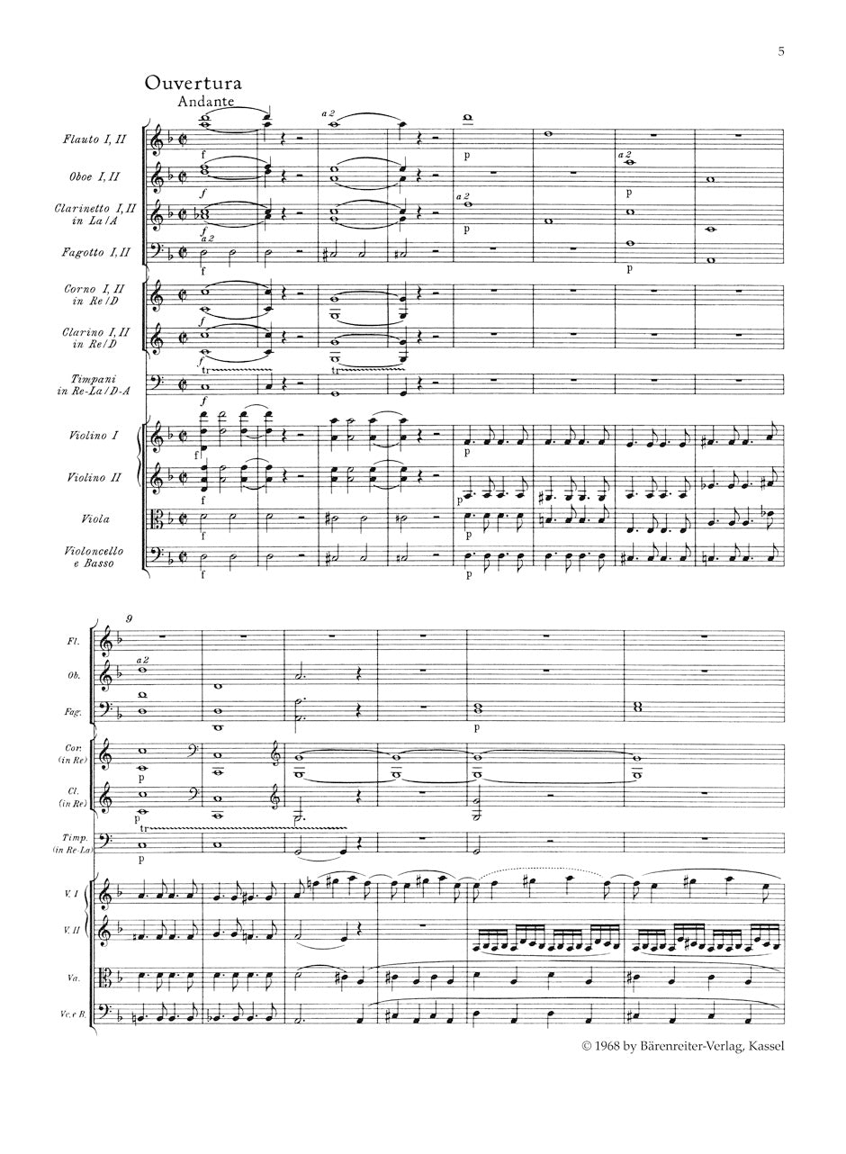 スコア／モーツァルト：ヴァイオリン協奏曲 第4番 ニ長調 KV 218