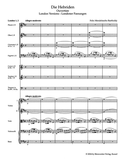 スコア／メンデルスゾーン：ヘブリディーズ序曲 作品26