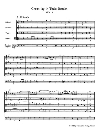 スコア／バッハ：カンタータ「キリストは死の縄目につながれたり」BWV 4