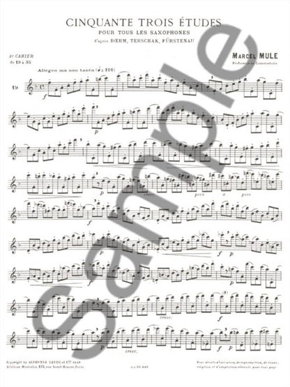 サクソフォン／ミュール：ベーム、テルシャック、フュルステナウの 53の練習曲 第2巻